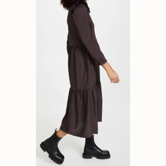 Nation LTD Dalia Victorian Midi Dress in Swashbuckle Brown - Picture 6 of 8